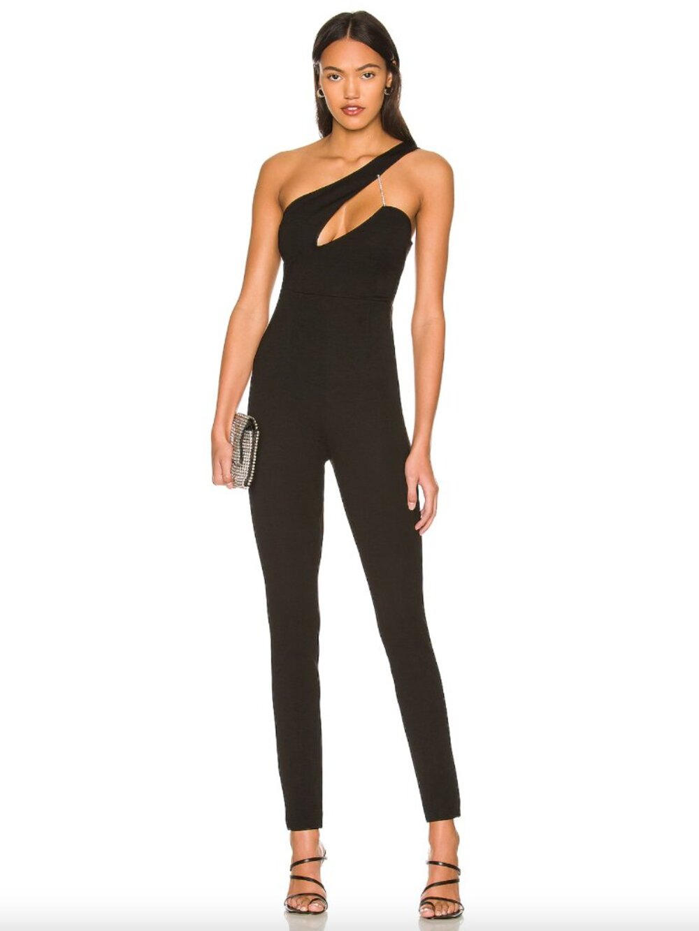 Superdown Tiasha Asymmetrical Jumpsuit in Black XS